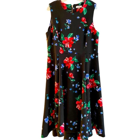 Calvin Klein floral sleeveless fit flair dress soft substantial fabric 14W
C - Picture 4 of 12
